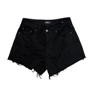BNWOT Black Distressed Hem Shorts W/ Small Rips